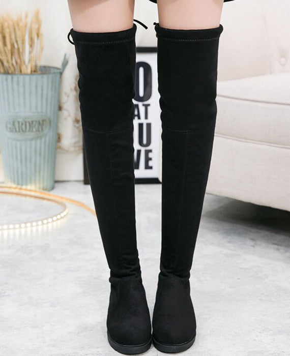Black Over the Knee Boots Black Thigh High Boots---Seamido