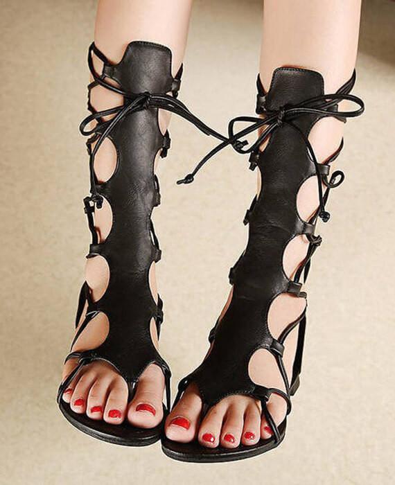 Black Cage Sandal Stilettos Brown Leather Lace up Gladiator Sandals Sexy  High Heels Women Luxury Design Party Shoes 2022 New - AliExpress