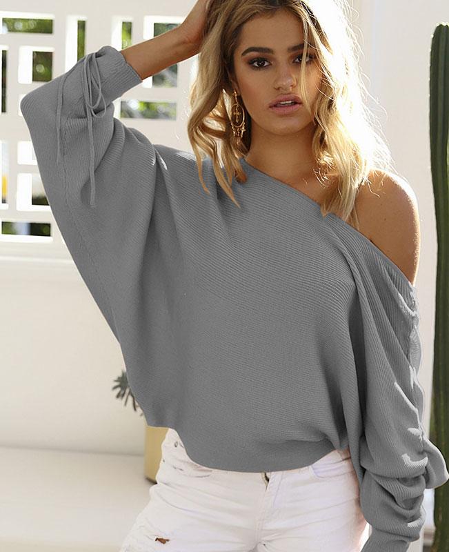Off the Shoulder Sweater| Pink One Shoulder Sweater | Seamido