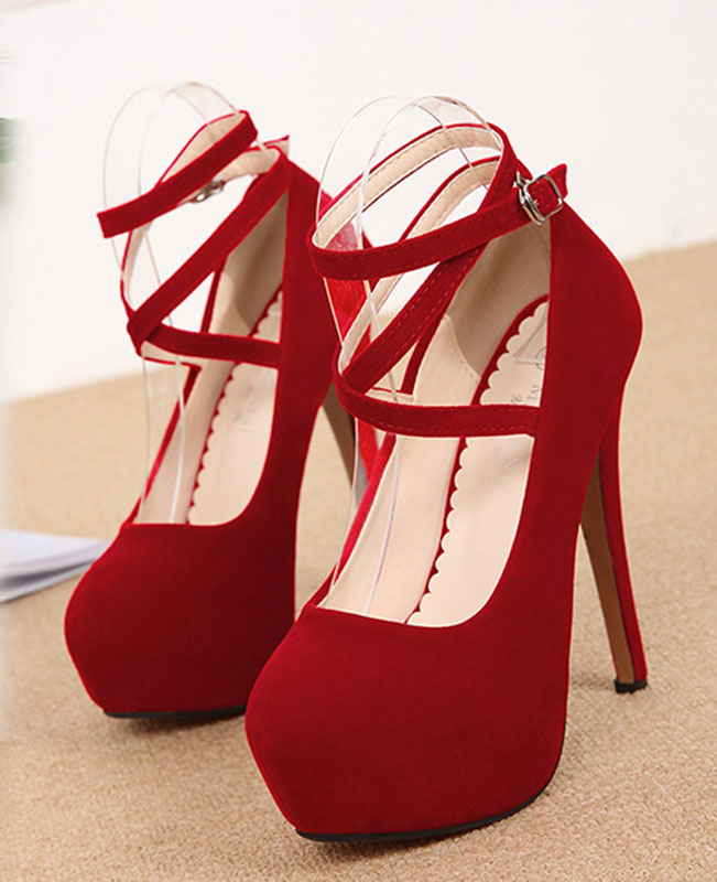 Classy Round Toe Ankle Strap Luxury High Heels Fashion Shoes on Luulla