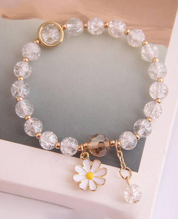 Fashion Crystal Daisy Flower Bracelet Women Girl Bangle Jewelry