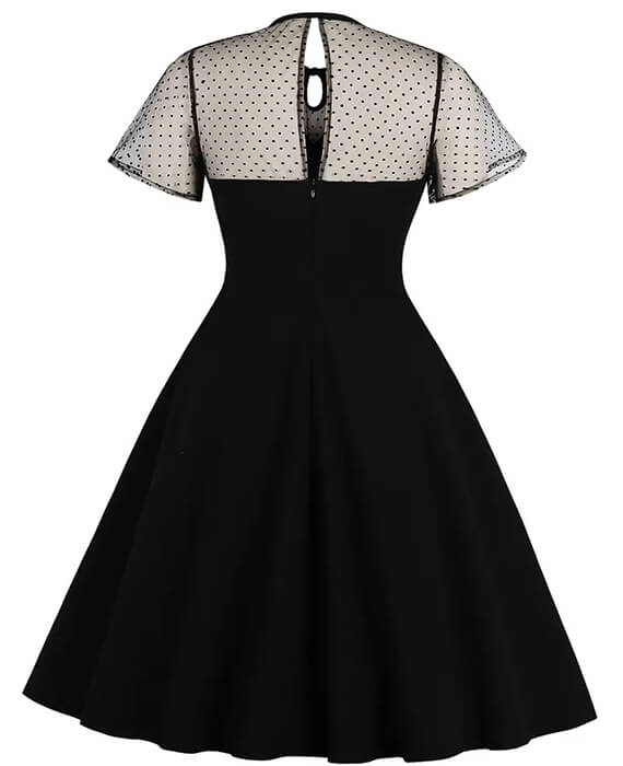 Polka Dot Patchwork Vintage Dress - seamido.com