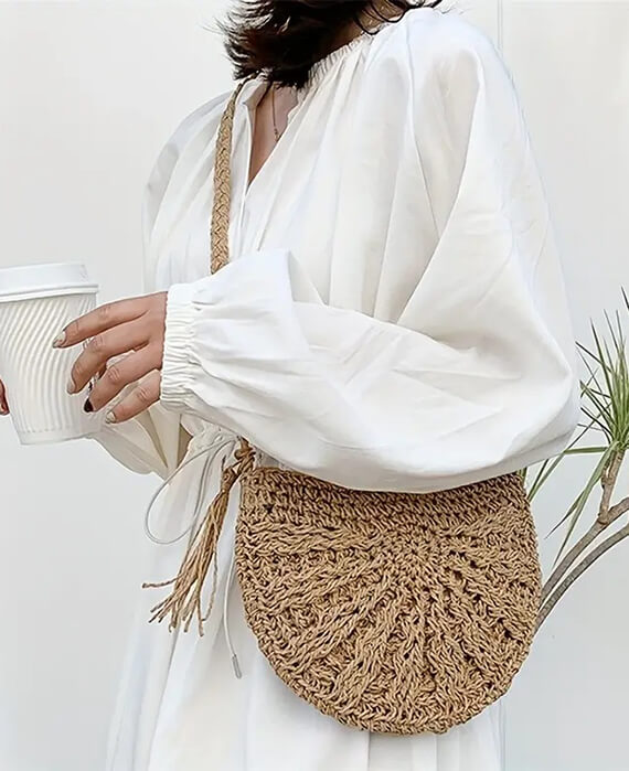 Straw Woven Crossbody Bag Fashion Beach Straw Shoulder Bag - seamido.com