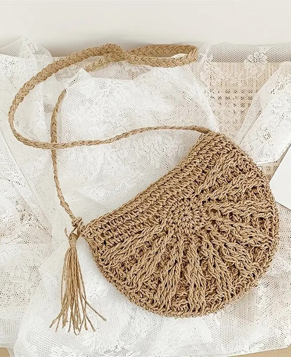 Straw Woven Crossbody Bag Fashion Beach Straw Shoulder Bag - seamido.com