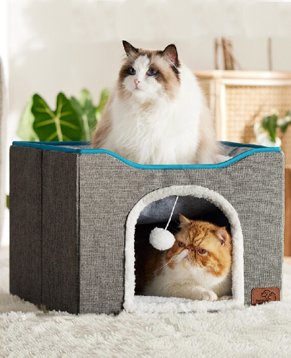 Cat Scratcher Bed Handmade Straw Cat Bed Basket for Indoor Cats