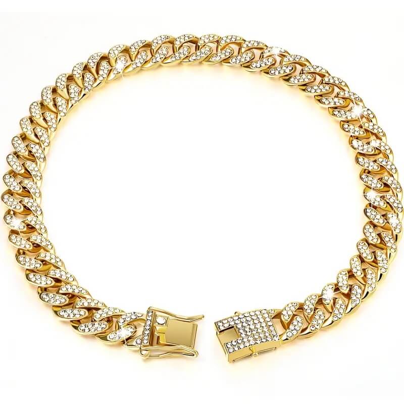 Gold diamond dog clearance collar