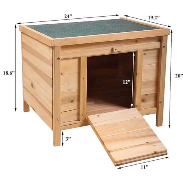 Wooden Pet House Outdoor Shelter Dog House with Ladder - seamido.com