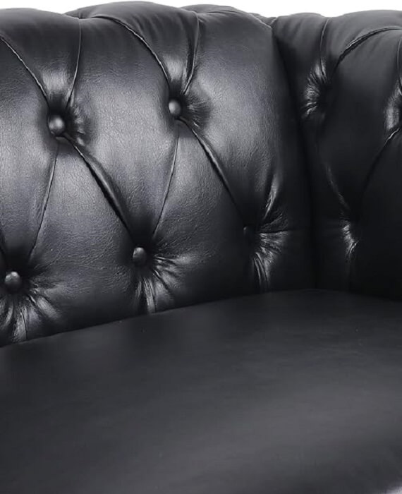 Black genuine store leather loveseat