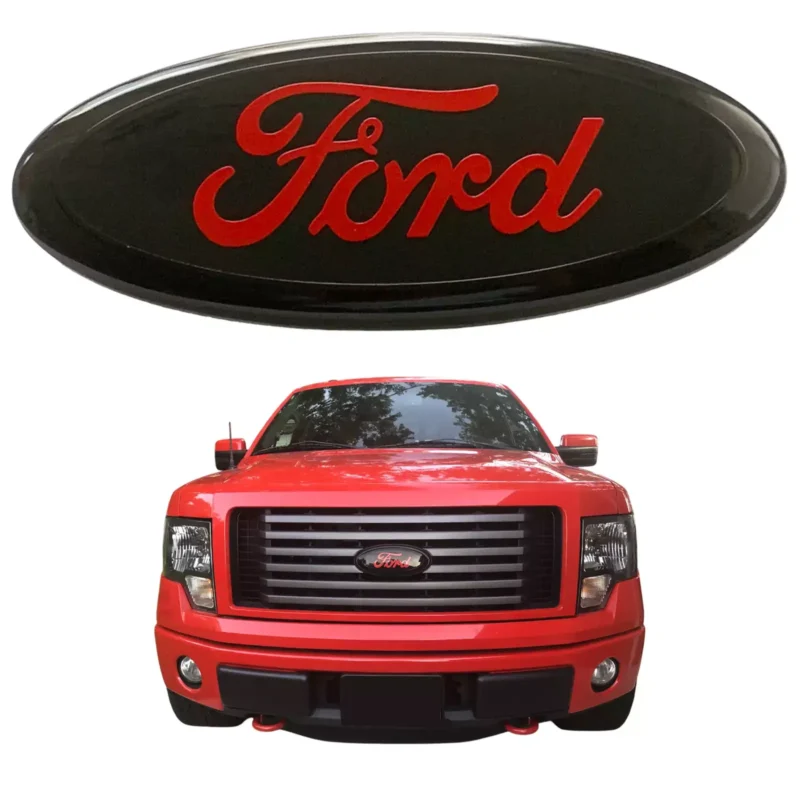 1Pc Black&Red for 2005-2014 Ford F150 Grill Emblem Auto Badge Parts show