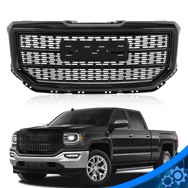 Glossy Black Fit for 2016-2018 GMC Sierra Grill for Sierra 1500 Model SHOW