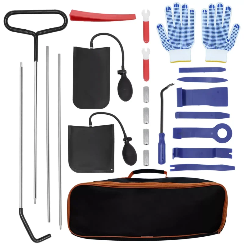 24Pc Car Door Opening Unlock Roadside Emergency Tool Air Wedge Pump Kit Bag