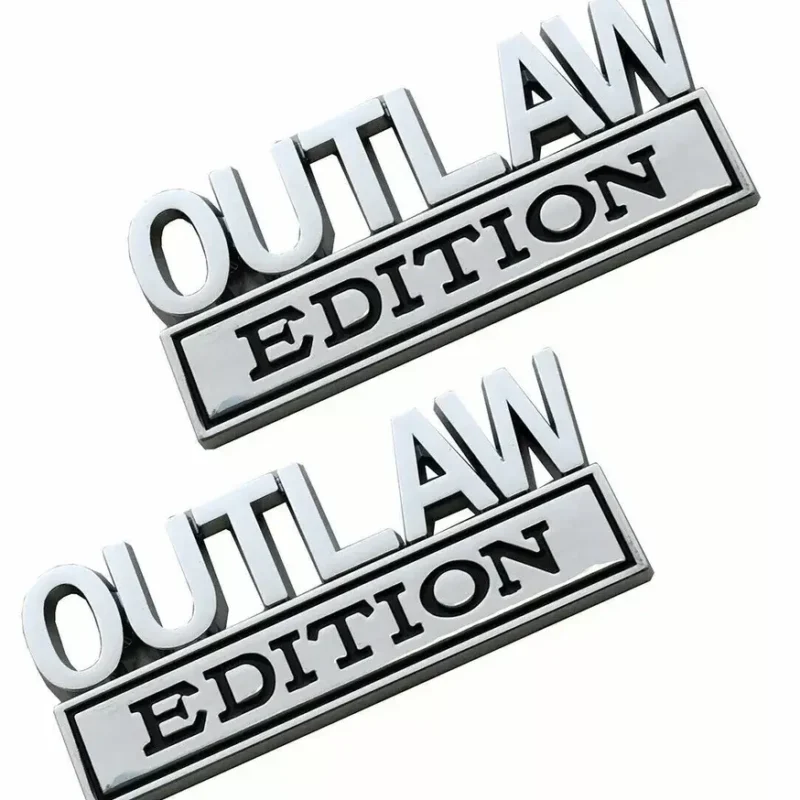 2Pcs 3D Outlaw Edition Badge Emblem Sticker Decal for Car Truck Black Chrome