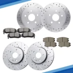 For 2010-2017 Chevrolet Equinox GMC Terrain Drilled Brake Pad and Rotor Kit Front and Rear (1)