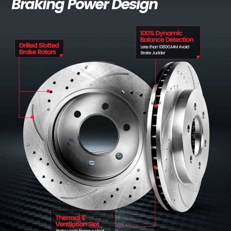 Slotted Front Rotors and Brake Pads for Chevy Silverado 1500 GMC Sierra Suburban Yukon Tahoe - Image 6