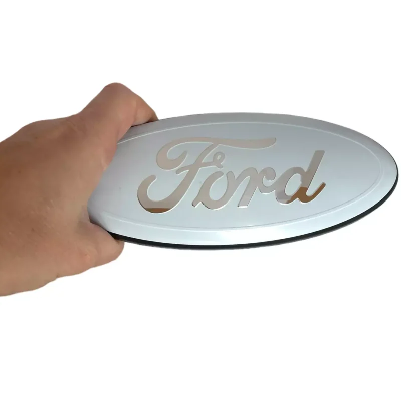 9inch Oval White & Chrome Emblem for Ford F150 Grill Emblem Tailgateshow