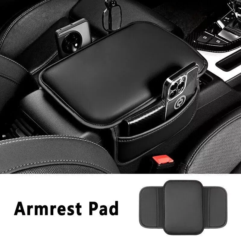 For Toyota Car Center Console Cover with Pocket Armrest Cushion Pad Mat Black