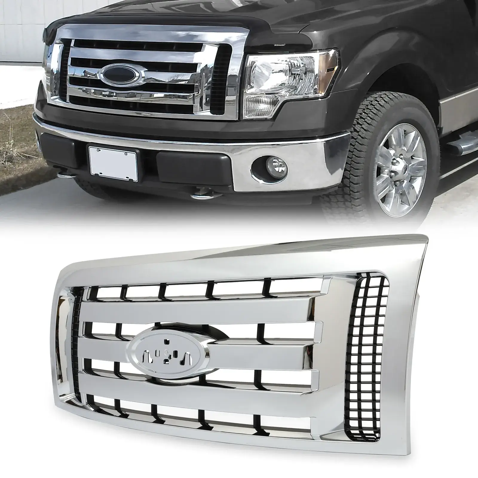 Grill Chrome For 2009-2014 Ford F150 Grille XLT Front Upper Bumper