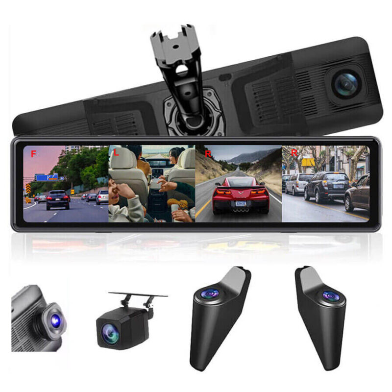 1080P Panoramic 12Screen Rear View Camera Mirror Dash Cam with 4 Channels WIFI ADAS BDS (1)