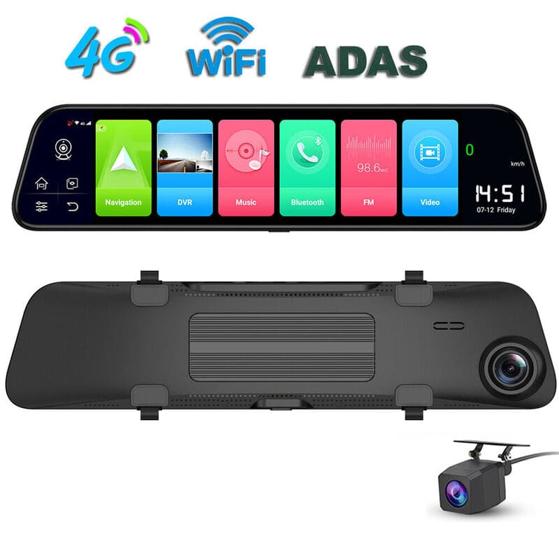 12inch 4G Car Dash Cam Camera ADAS Mirror Drive Recorder Android 8.1 DVR GPS Navigator