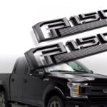 2PCS Fender Side Emblem For F150 XLT Badge Matte Black 2015-2020 (1)