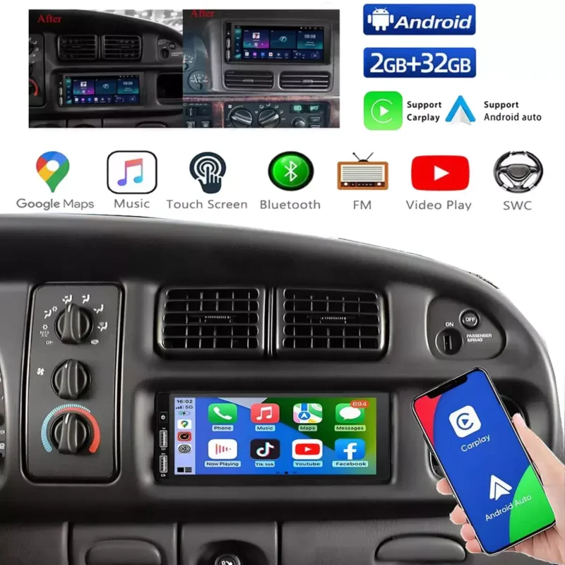 Android 13 For 1994-2002 Dodge Ram Car Stereo CarPlay Radio GPS 1500 2500 3500