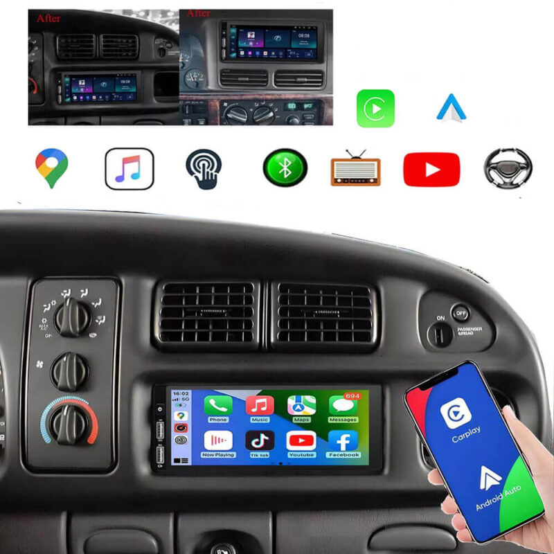 Android 13 For 1994-2002 Dodge Ram Car Stereo CarPlay Radio GPS 1500 2500 3500 show