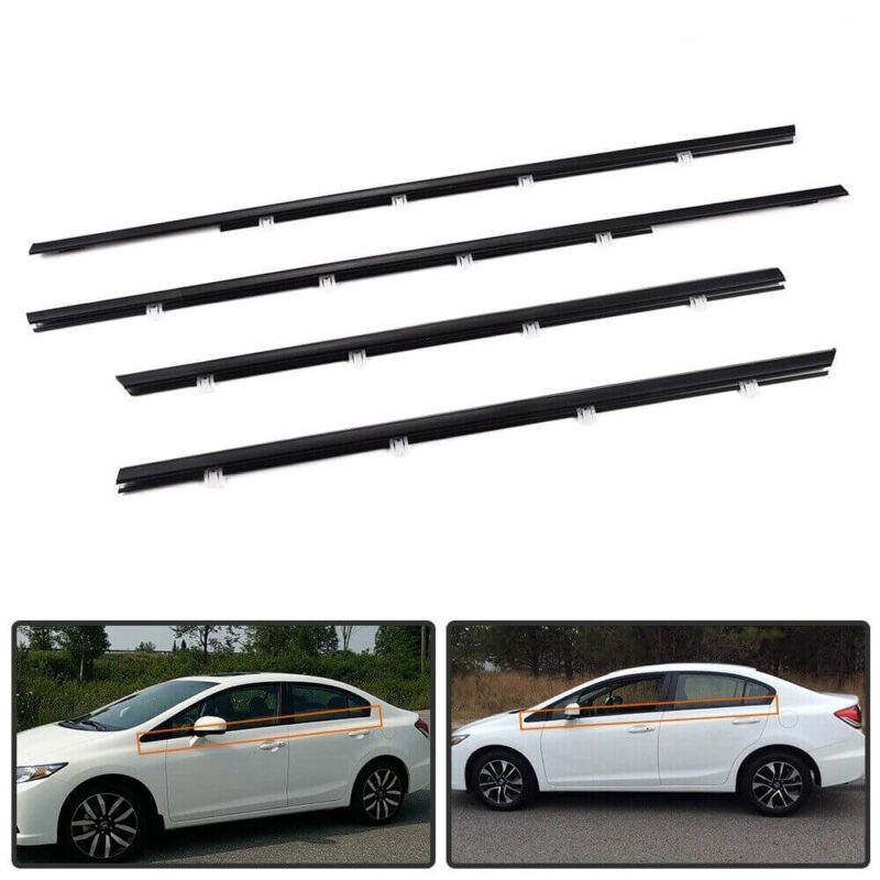 Fit For 2012-2015 HONDA CIVIC Window Moulding Trim Outer Weather strips Seal