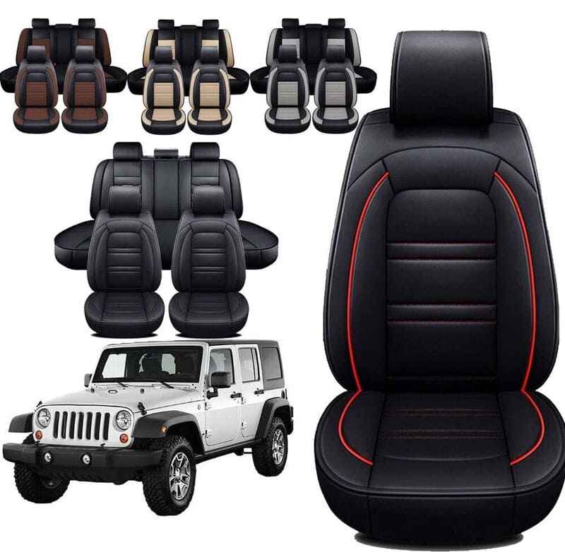 For 2007-2023 Jeep Wrangler Seat Skins JK JL Leather Kits 5 Pieces (1)