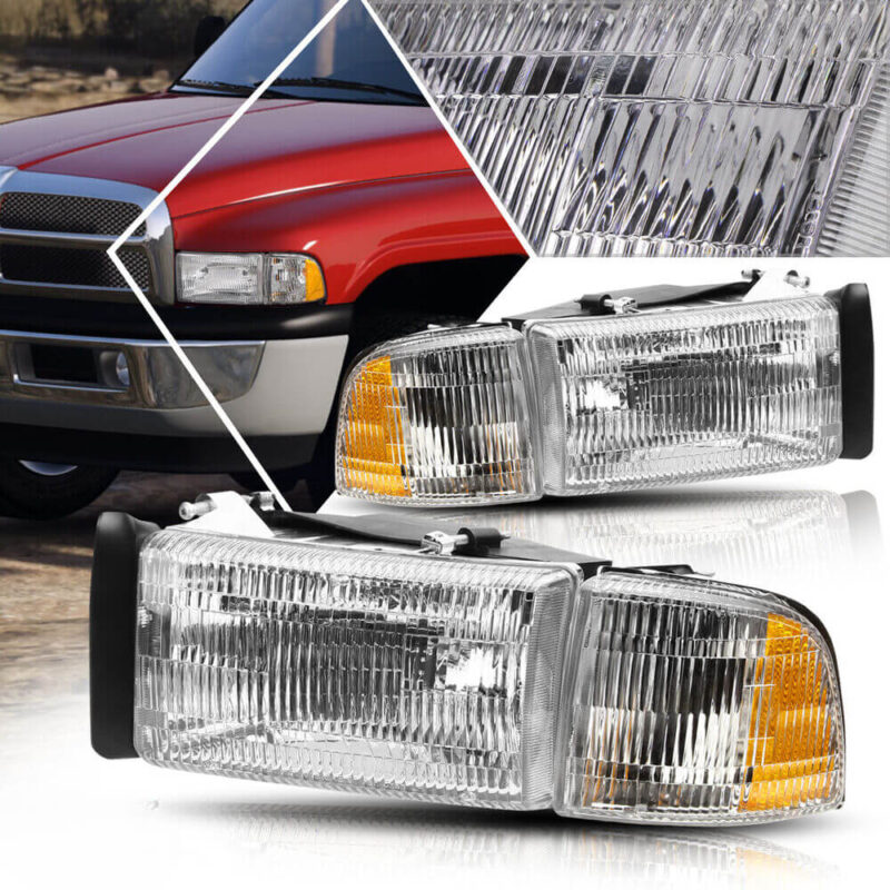 Chrome Housing For 1994-2002 Dodge Ram 1500 Headlights Halogen Lamps