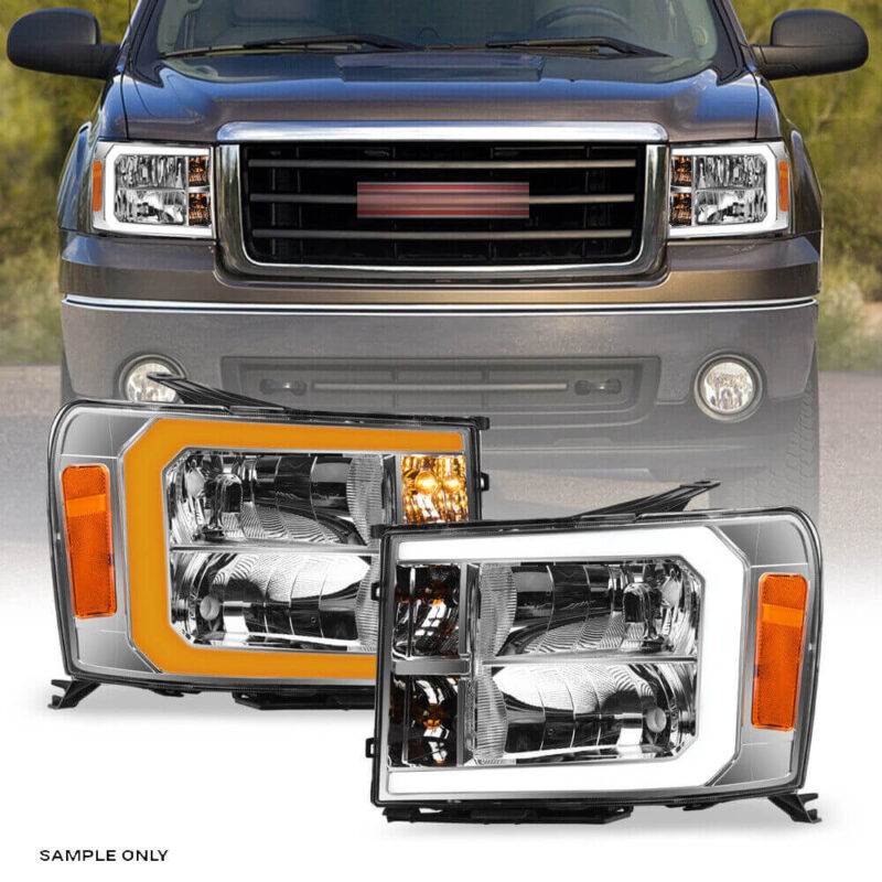 Halogen Set For 2007-2014 GMC Sierra Headlights Assembly with LED