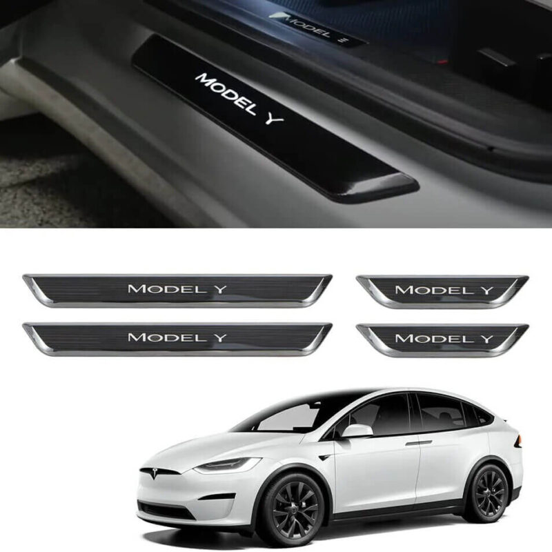 Wireless LED Illuminated Tesla Model Y 2020-2024 Door Sill Protectors with Magnetic (1)