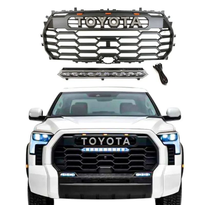 Front Grill Replacement For 2022-2024 Tundra TRD Pro Grill With Light Bar (1)